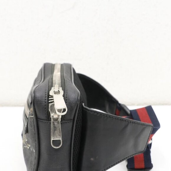 GUCCI Logo GG Pattern Tiger Bum Bag Supreme Leather - Black - Picture 5 of 15
